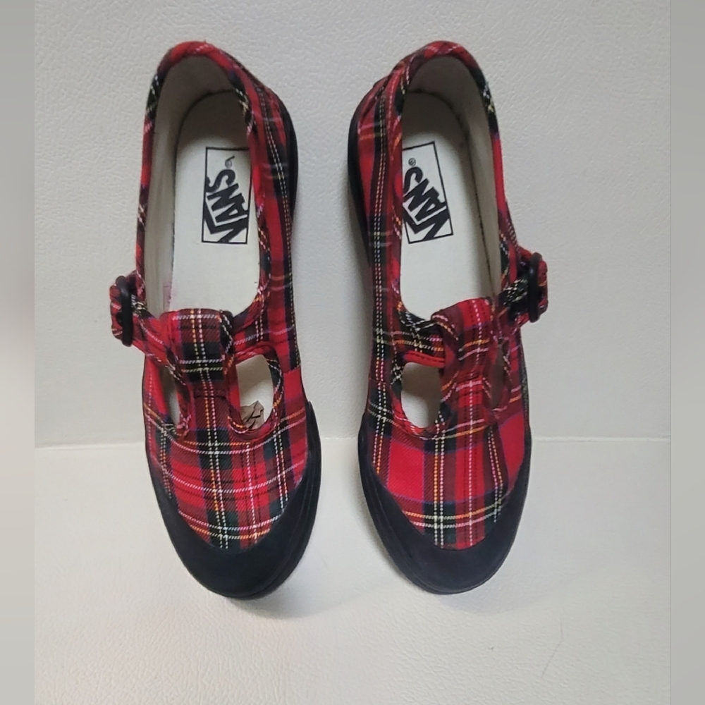 Vans Mary Jane Sneakers Red Tartan Plaid Sz 8 Style 93 - Picture 9 of 10